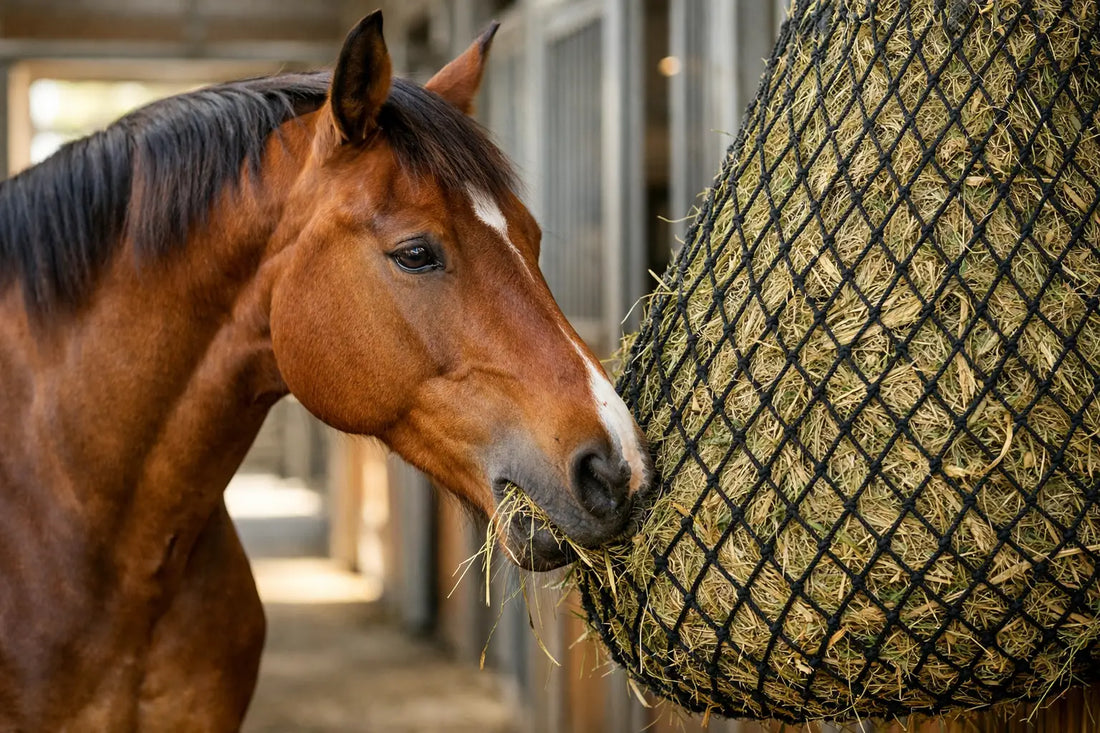 Mit Heunetz Fresspausen vermeiden beim Pferd