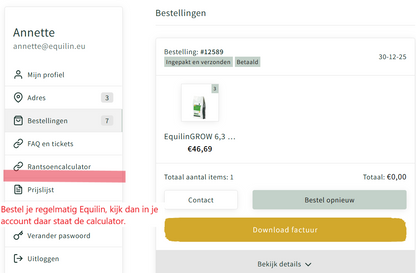 Equilin voedingscalculator.