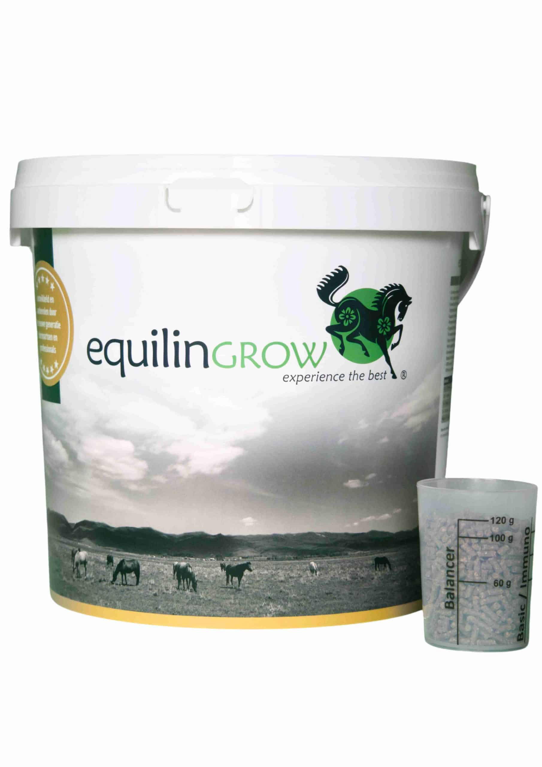 equilin grow emmer met maatbeker voor paardenvoeding